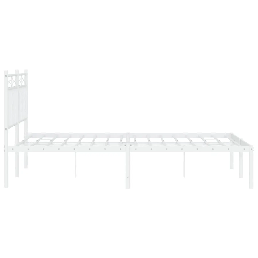 Cadre de lit métal sans matelas et tête de lit blanc 140x200 cm - 6