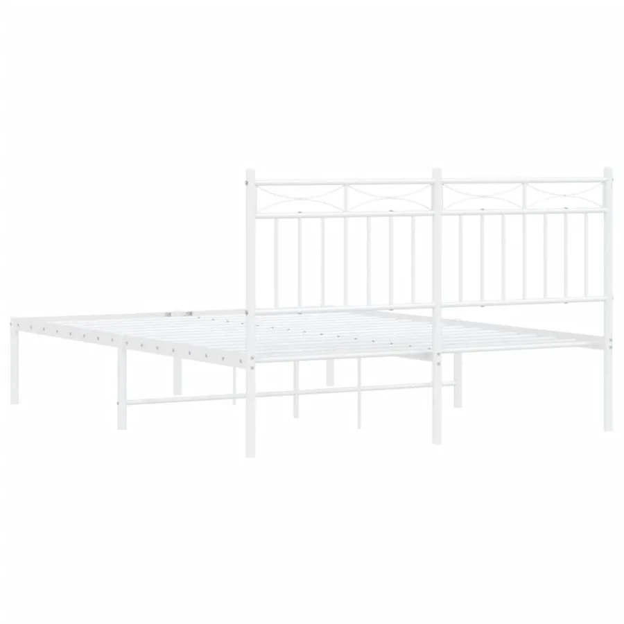 Cadre de lit métal sans matelas et tête de lit blanc 140x200 cm - 7