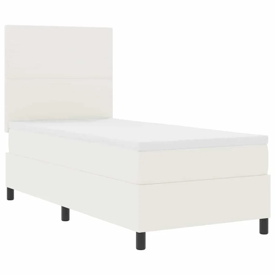 Lit à ressorts avec tête de lit Crème et Blanc 100 x 200 cm - 2