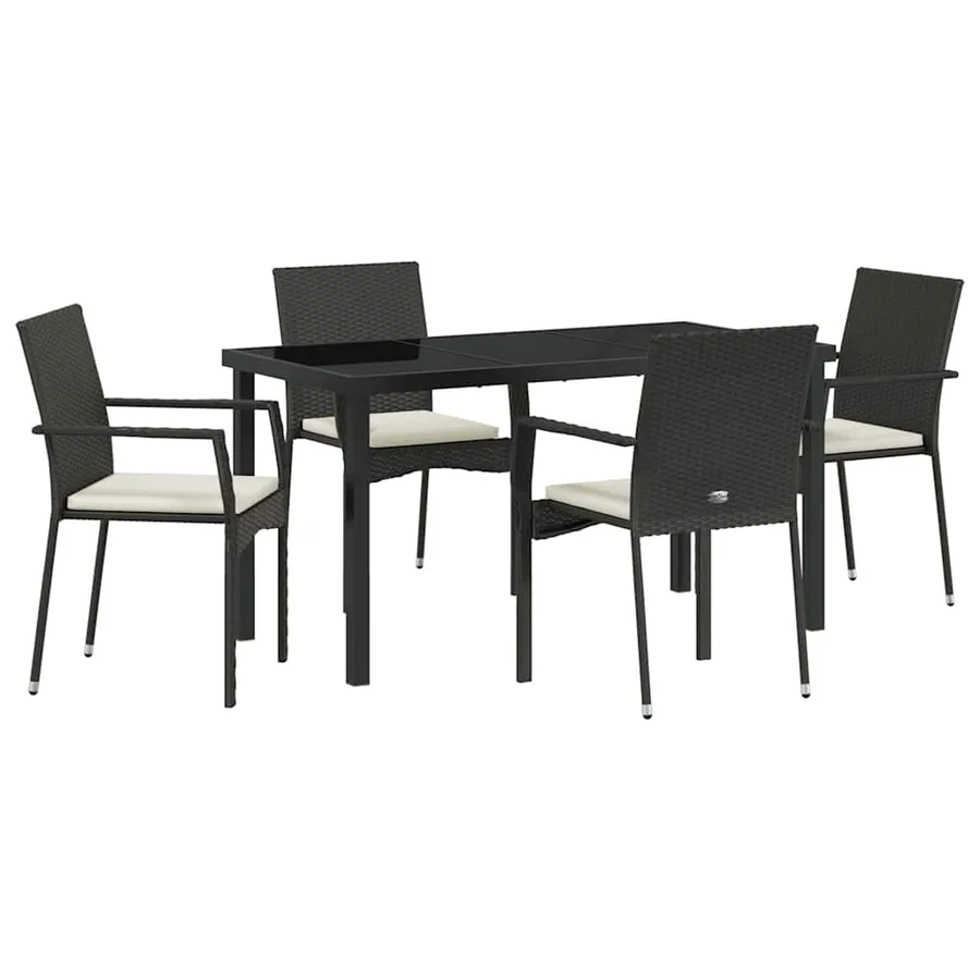Ensemble de salle à manger pour jardin 5 pcs Noir polyrotin - 2