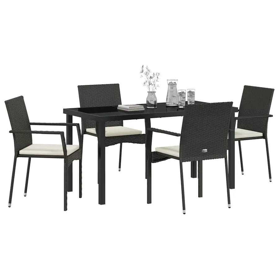 Ensemble de salle à manger pour jardin 5 pcs Noir polyrotin - 3