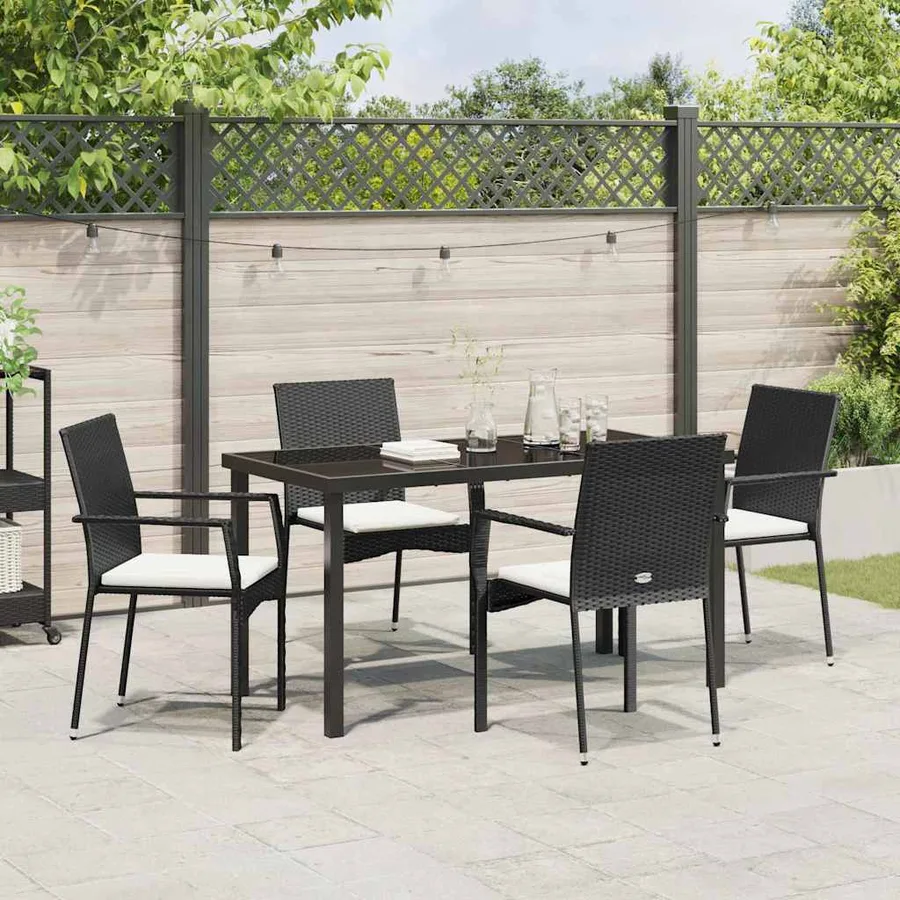 Ensemble de salle à manger pour jardin 5 pcs Noir polyrotin - 4