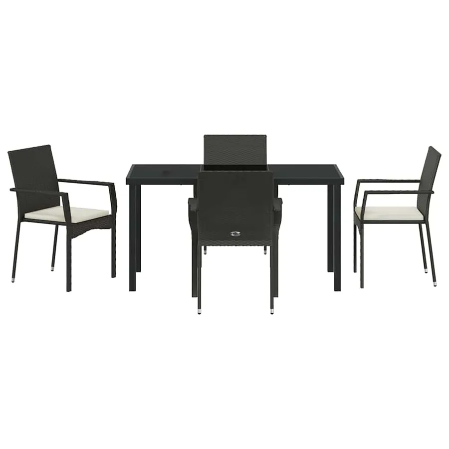 Ensemble de salle à manger pour jardin 5 pcs Noir polyrotin - 7