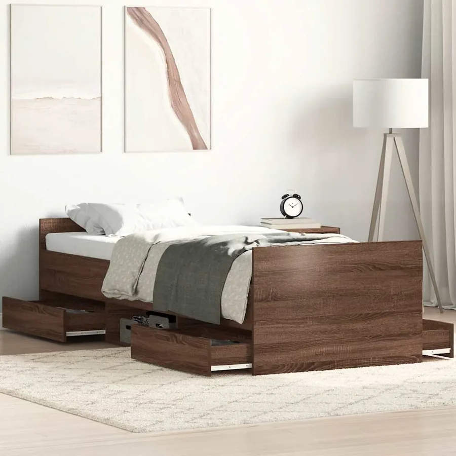 Cadre de lit sans matelas chêne marron 90x200 cm