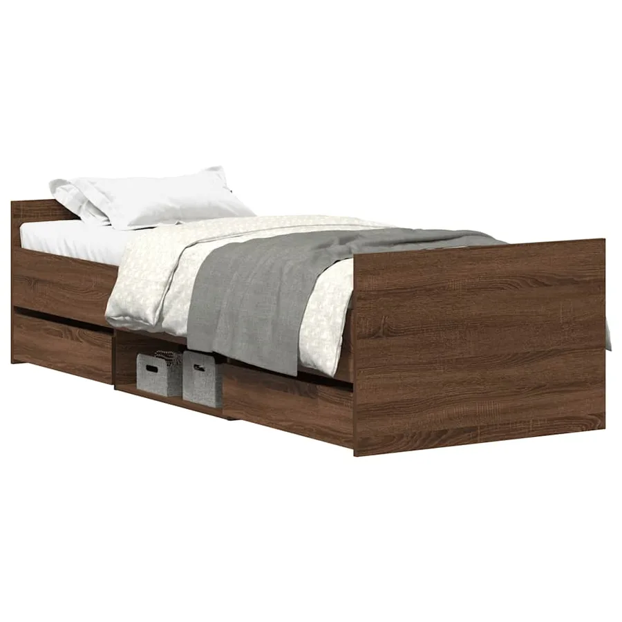 Cadre de lit sans matelas chêne marron 90x200 cm - 2