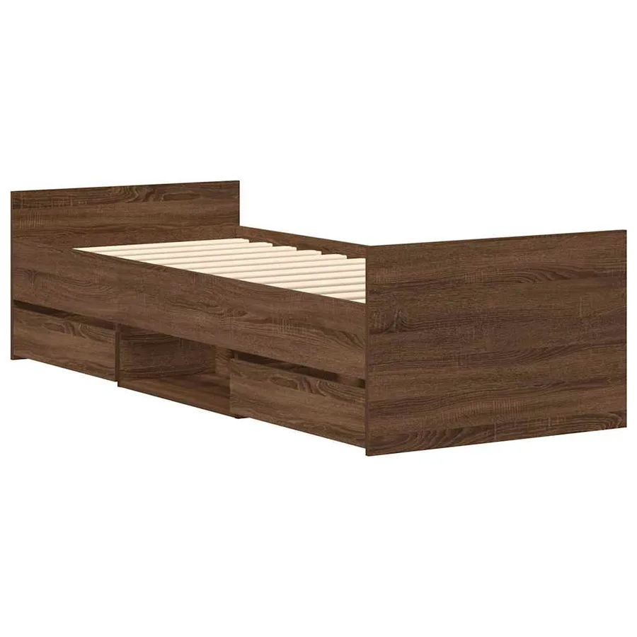Cadre de lit sans matelas chêne marron 90x200 cm - 3