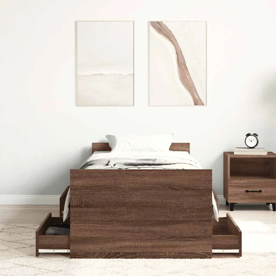 Cadre de lit sans matelas chêne marron 90x200 cm - 4