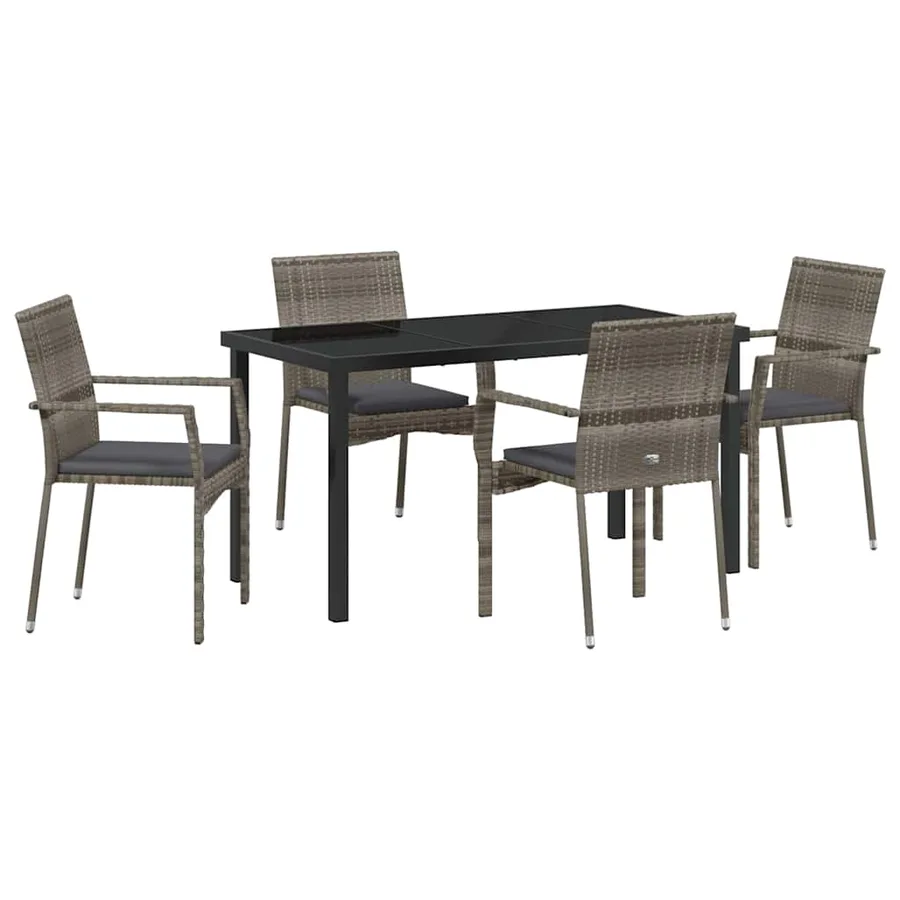 Ensemble de salle à manger pour jardin 5 pcs Gris polyrotin - 2
