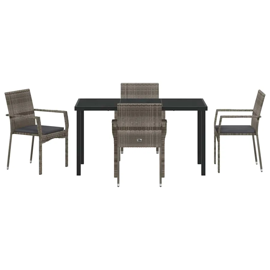 Ensemble de salle à manger pour jardin 5 pcs Gris polyrotin - 7
