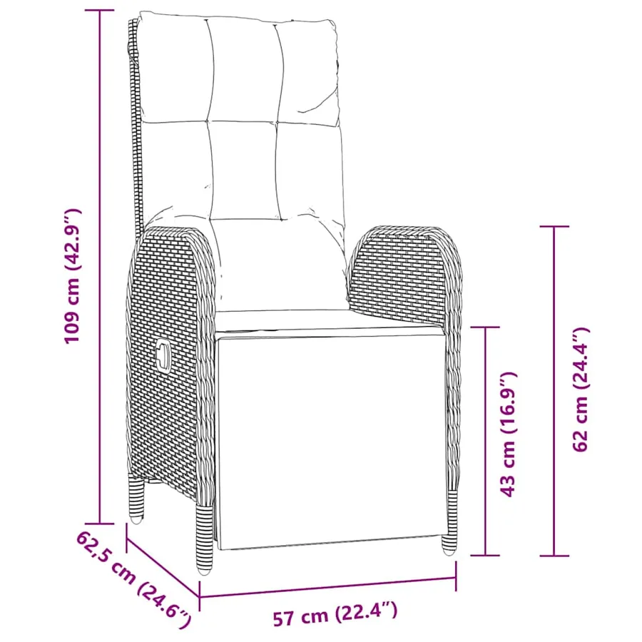 Ensemble de salle à manger pour jardin 7 pcs Gris polyrotin - 10