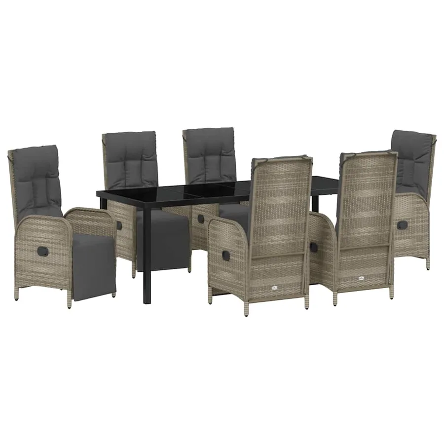 Ensemble de salle à manger pour jardin 7 pcs Gris polyrotin - 2