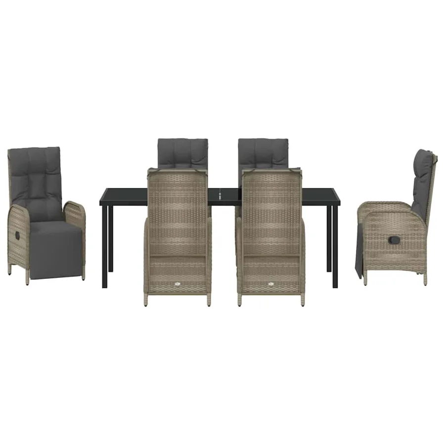 Ensemble de salle à manger pour jardin 7 pcs Gris polyrotin - 7