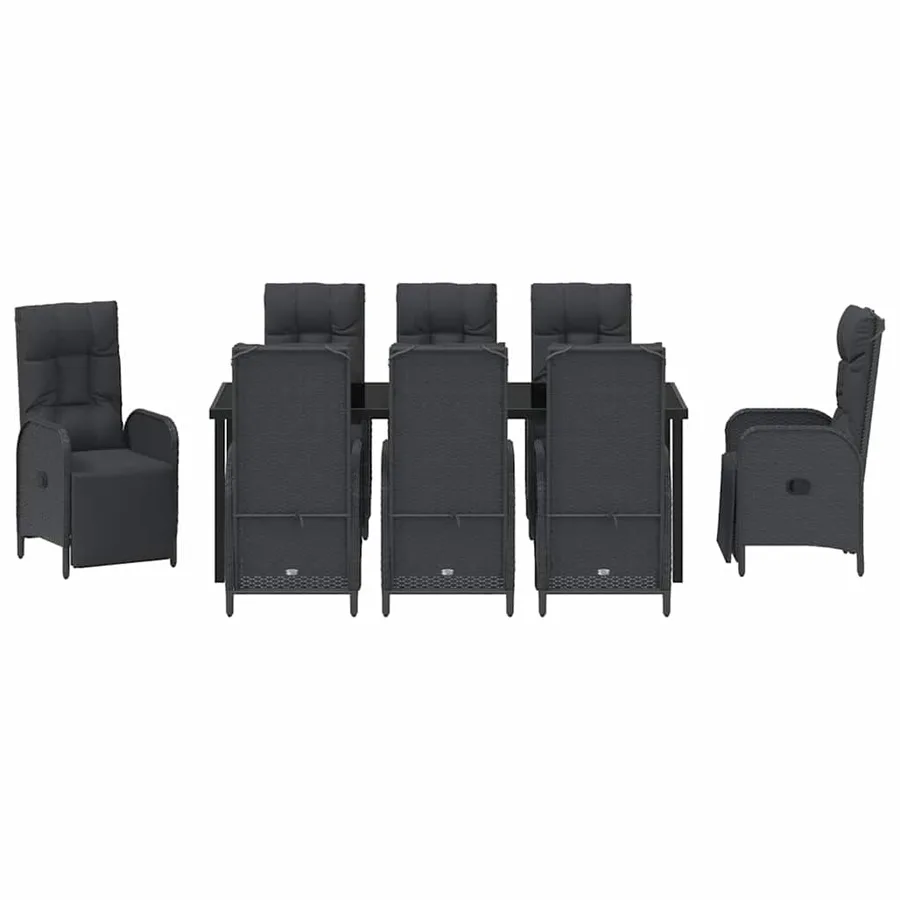 Ensemble de salle à manger pour jardin 9 pcs Noir polyrotin - 7