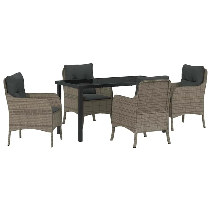 Ensemble de salle à manger pour jardin 5 pcs Gris polyrotin - 2