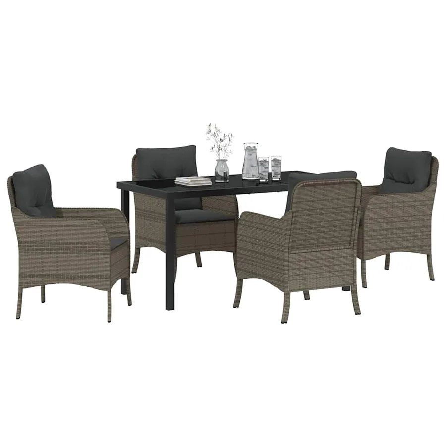 Ensemble de salle à manger pour jardin 5 pcs Gris polyrotin - 3