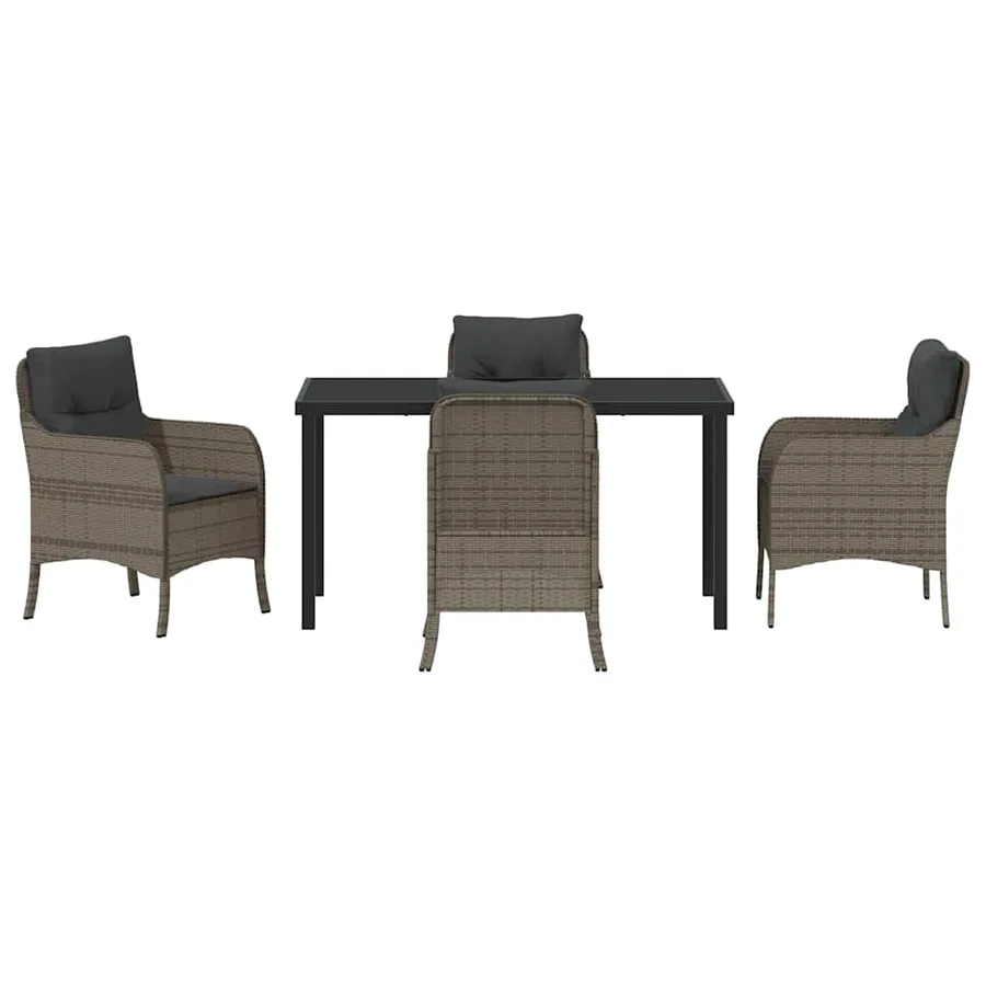 Ensemble de salle à manger pour jardin 5 pcs Gris polyrotin - 7