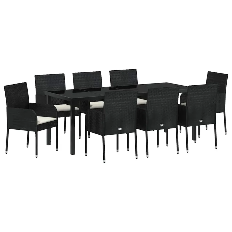 Ensemble de salle à manger pour jardin 9 pcs Noir polyrotin - 2
