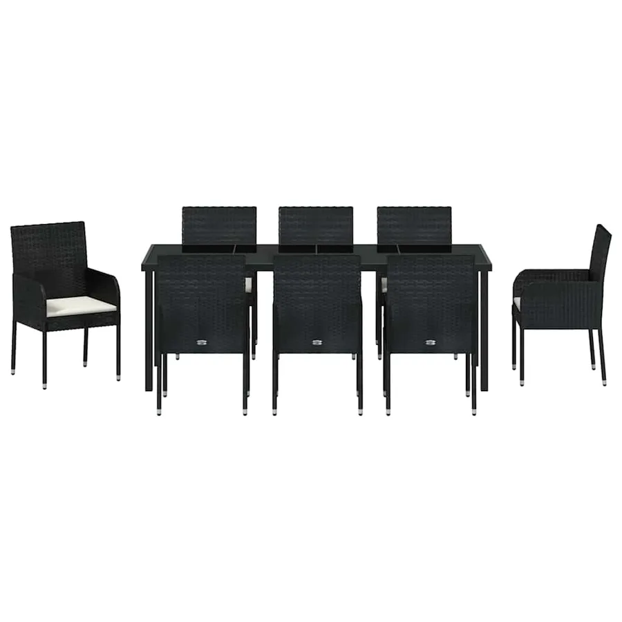 Ensemble de salle à manger pour jardin 9 pcs Noir polyrotin - 7