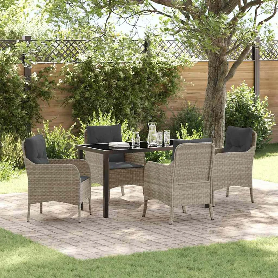 Ensemble de salle à manger pour jardin 5 pcs Gris clair