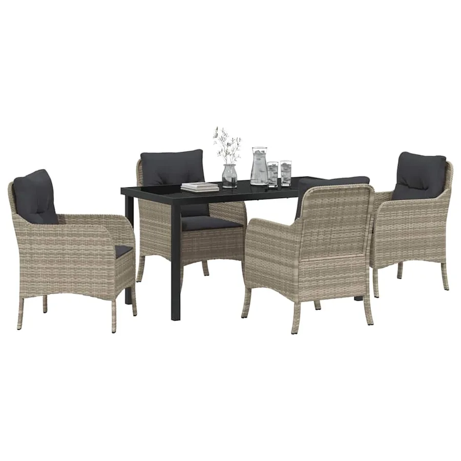 Ensemble de salle à manger pour jardin 5 pcs Gris clair - 3