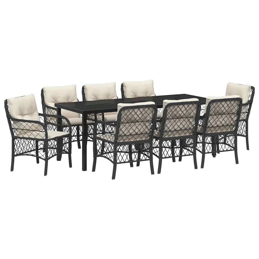 Ensemble de salle à manger pour jardin 9 pcs Noir polyrotin - 2