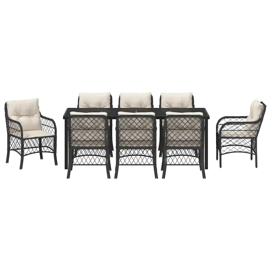 Ensemble de salle à manger pour jardin 9 pcs Noir polyrotin - 7