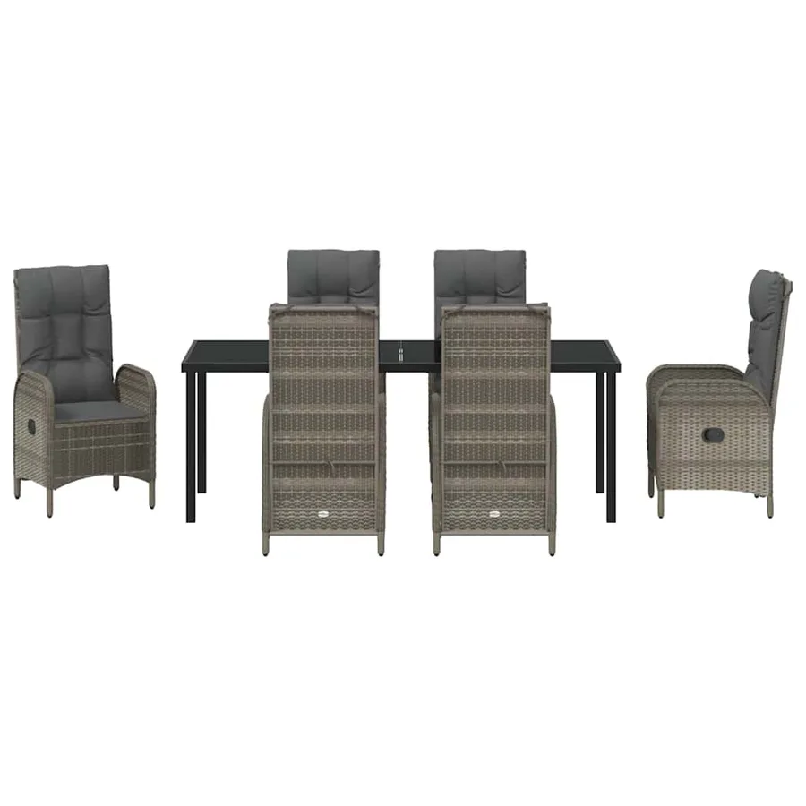 Ensemble de salle à manger pour jardin 7 pcs Gris polyrotin - 7