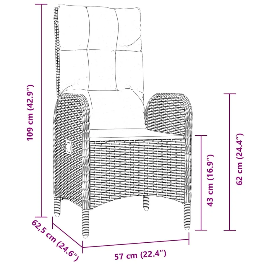 Ensemble de salle à manger pour jardin 7 pcs Gris polyrotin - 8