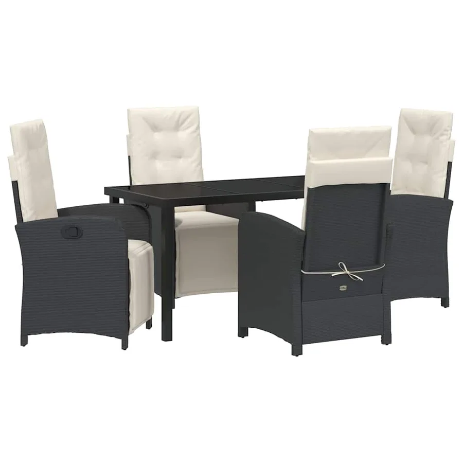 Ensemble de salle à manger pour jardin 5 pcs Noir polyrotin - 2