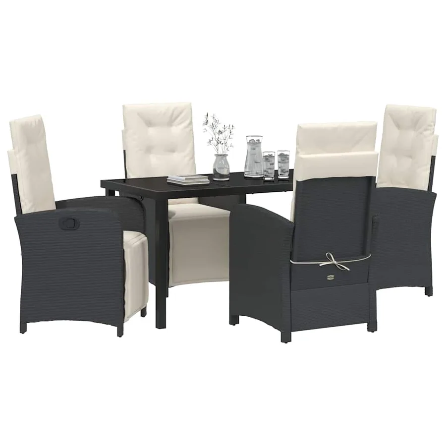 Ensemble de salle à manger pour jardin 5 pcs Noir polyrotin - 3
