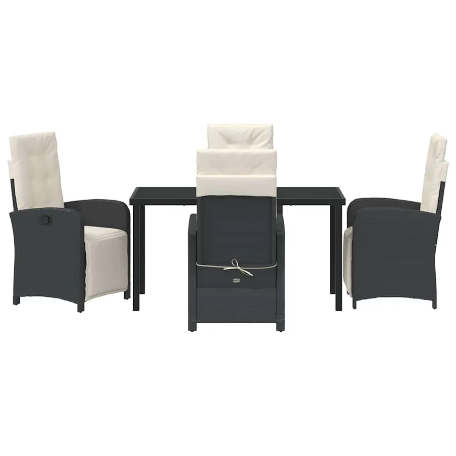 Ensemble de salle à manger pour jardin 5 pcs Noir polyrotin - 7