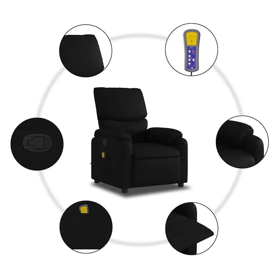 Fauteuil de massage inclinable noir similicuir - 6
