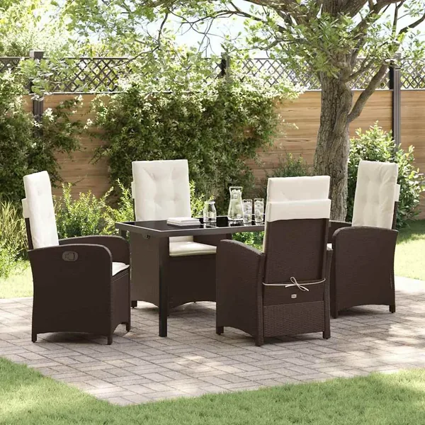 Ensemble de salle à manger pour jardin 5 pcs Marron polyrotin