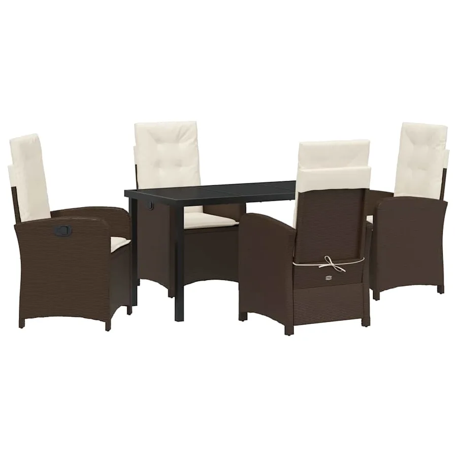 Ensemble de salle à manger pour jardin 5 pcs Marron polyrotin - 2