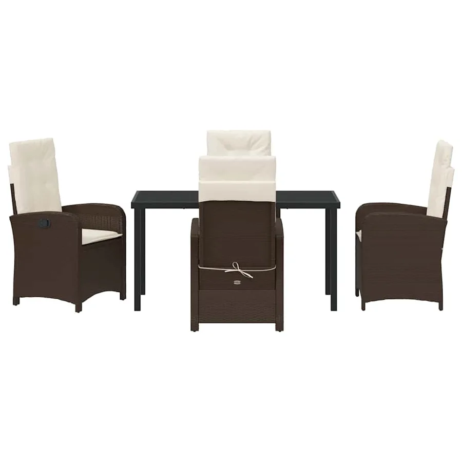 Ensemble de salle à manger pour jardin 5 pcs Marron polyrotin - 7