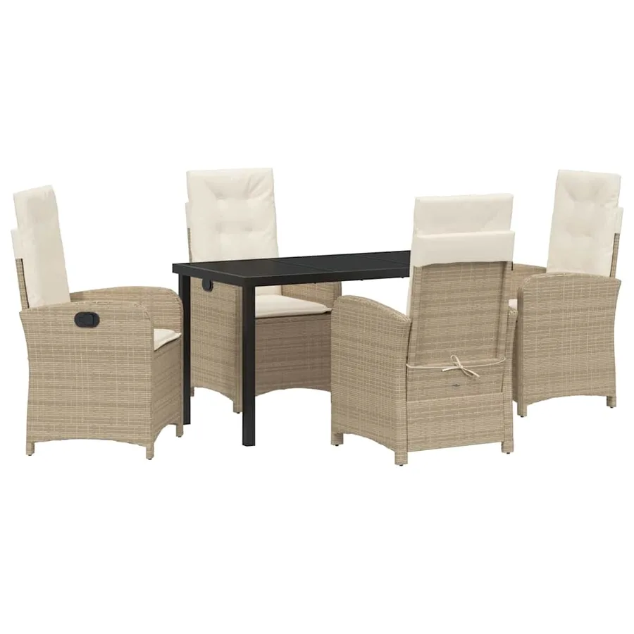 Ensemble de salle à manger pour jardin 5 pcs Beige polyrotin - 2