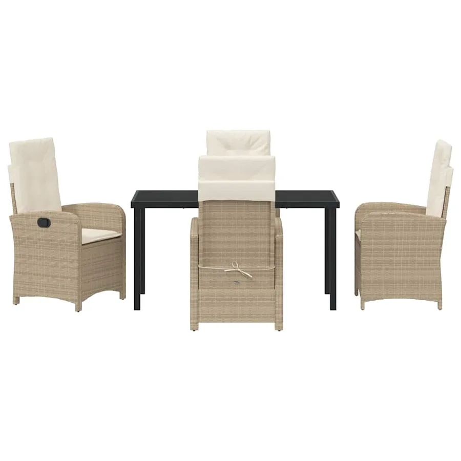 Ensemble de salle à manger pour jardin 5 pcs Beige polyrotin - 7