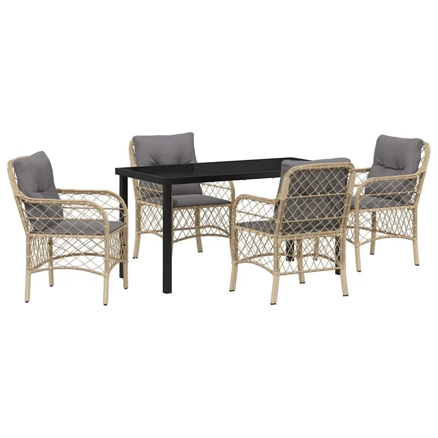 Ensemble de salle à manger pour jardin 5 pcs Beige polyrotin - 2