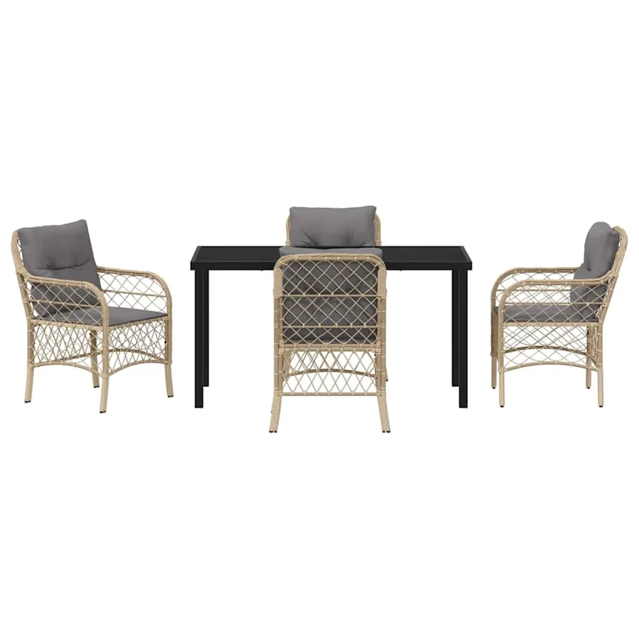 Ensemble de salle à manger pour jardin 5 pcs Beige polyrotin - 7