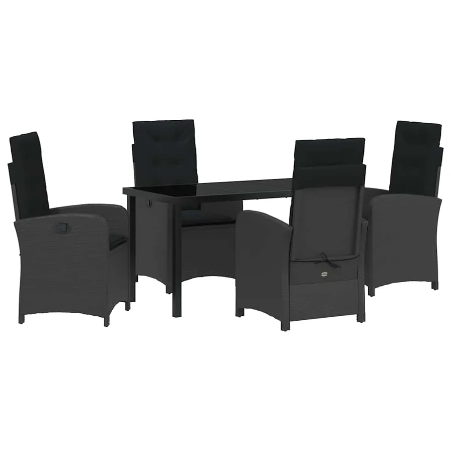 Ensemble de salle à manger pour jardin 5 pcs Noir polyrotin - 2