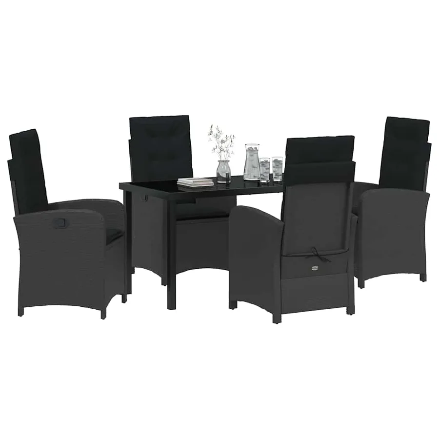 Ensemble de salle à manger pour jardin 5 pcs Noir polyrotin - 3