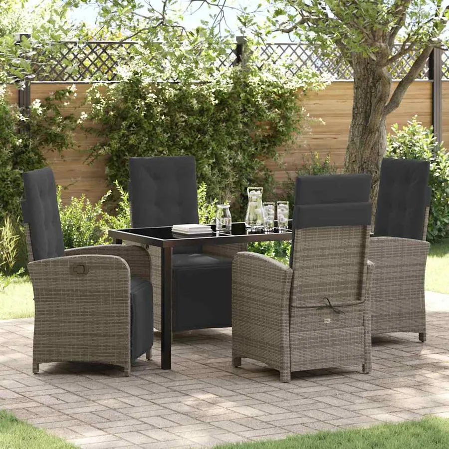 Ensemble de salle à manger pour jardin 5 pcs Gris polyrotin