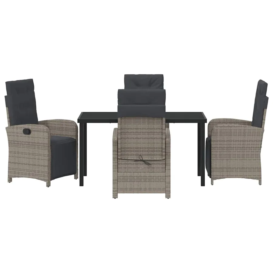 Ensemble de salle à manger pour jardin 5 pcs Gris polyrotin - 7