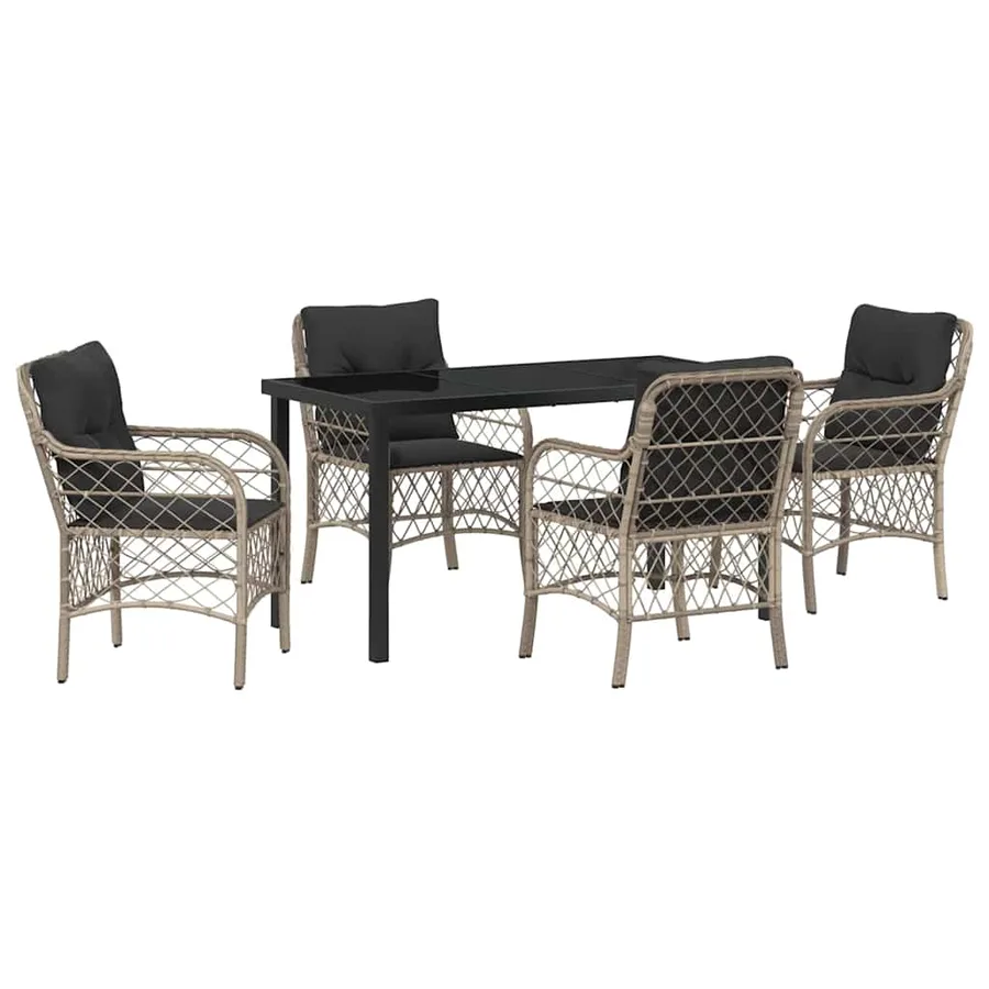 Ensemble de salle à manger pour jardin 5 pcs Gris clair - 2