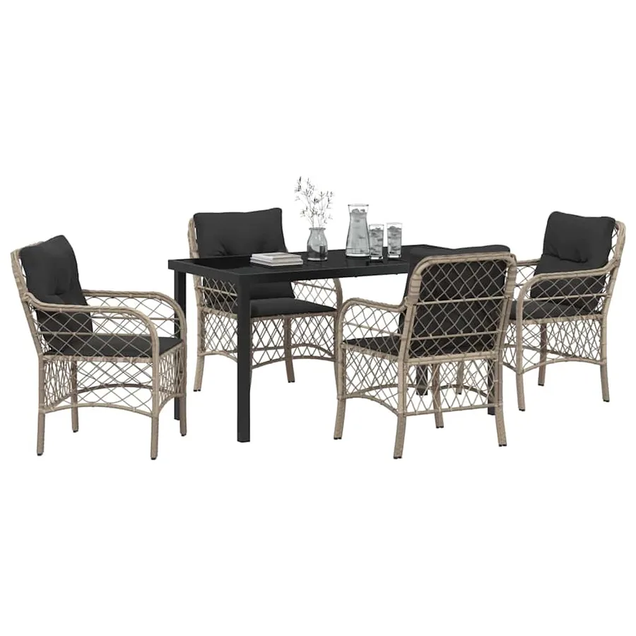 Ensemble de salle à manger pour jardin 5 pcs Gris clair - 3