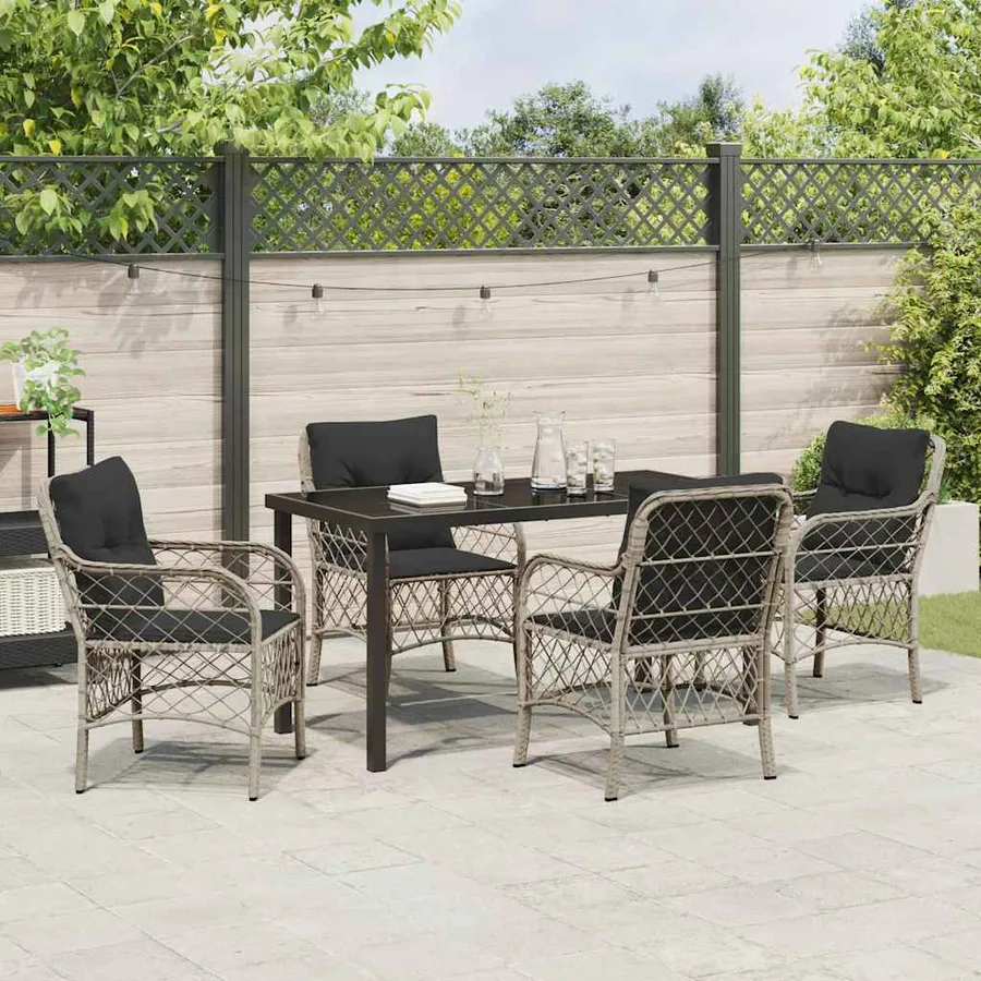 Ensemble de salle à manger pour jardin 5 pcs Gris clair - 4