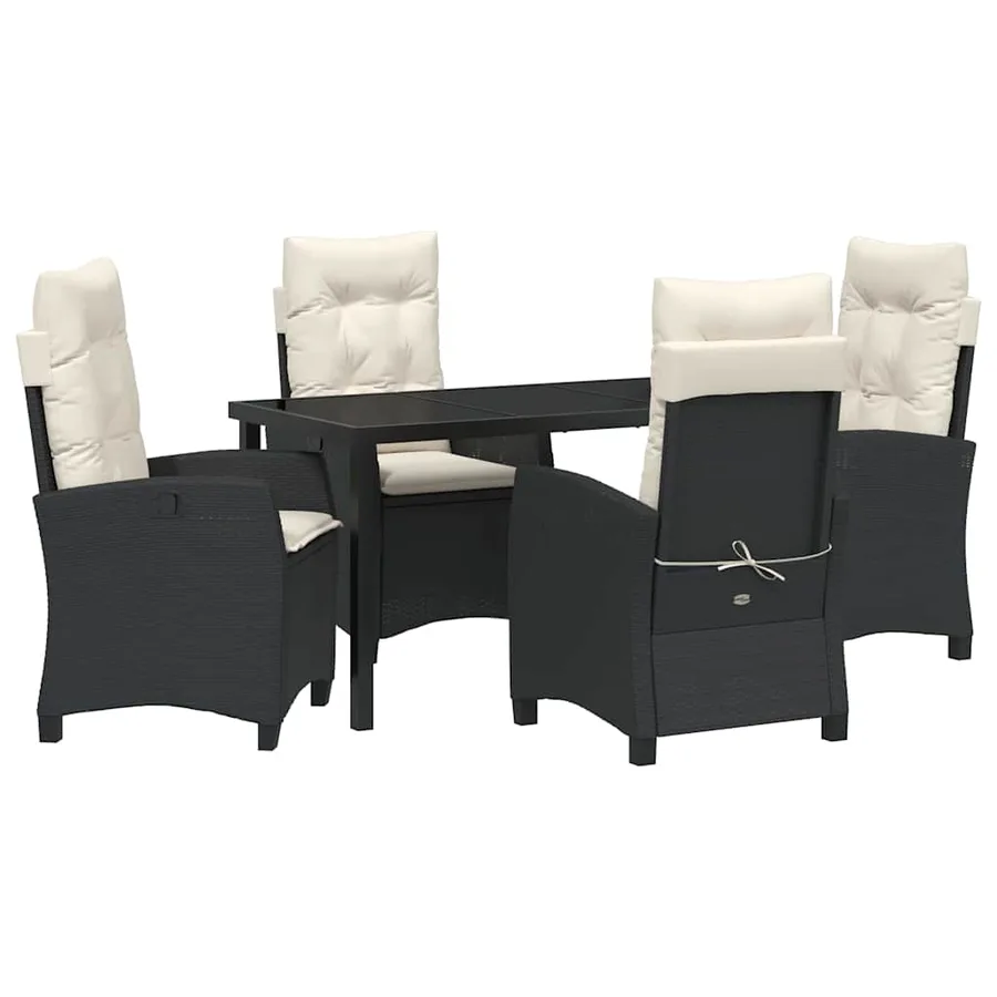 Ensemble de salle à manger pour jardin 5 pcs Noir polyrotin - 2