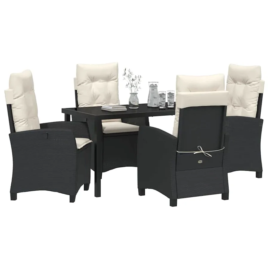 Ensemble de salle à manger pour jardin 5 pcs Noir polyrotin - 3