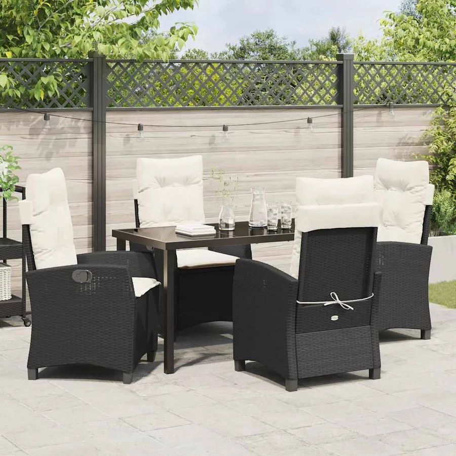 Ensemble de salle à manger pour jardin 5 pcs Noir polyrotin - 4