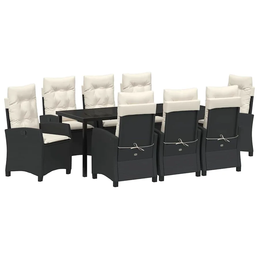 Ensemble de salle à manger pour jardin 9 pcs Noir polyrotin - 2